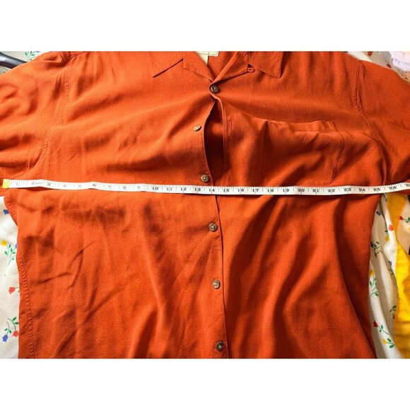Paradise Collection XL 100% Silk Shirt Men's Orange Rust Camp Button Down - Picture 5 of 5